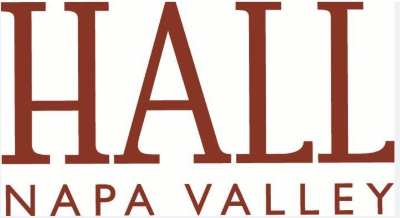 A logo displaying the text "HALL" in large, red capital letters. Below it, the text "NAPA VALLEY" is written in smaller, red capital letters. The white background accentuates the design, evoking a sense of sophistication associated with fine wine.